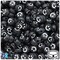 BeadTin Black Opaque 10mm Coin Plastic Alpha Beads - White Smiles (120pcs)